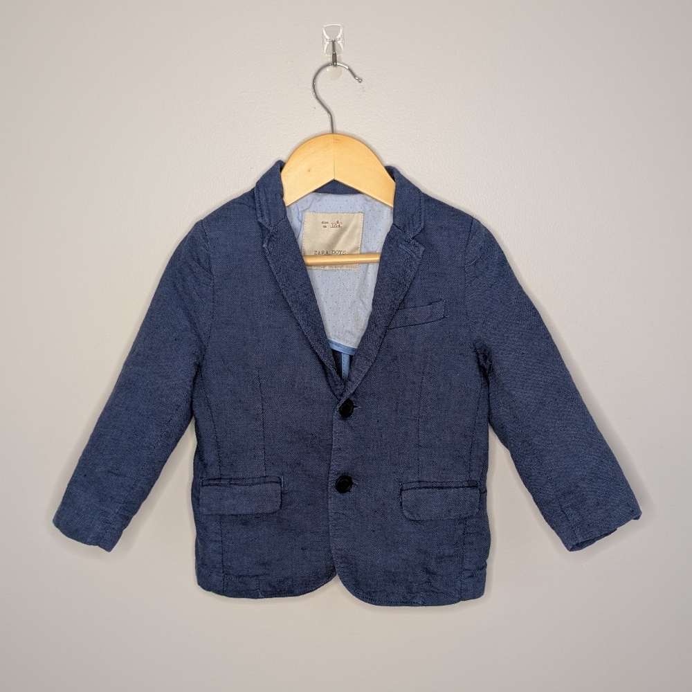 💚 2 for 20 💚 Zara Boys Cotton Linen Structured Blue Blazer